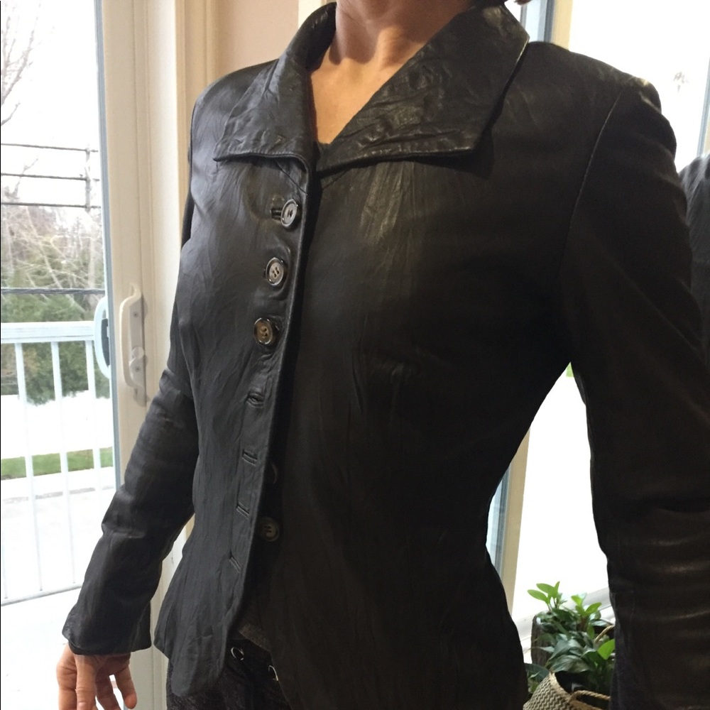 NWOT 100% brown leather blazer